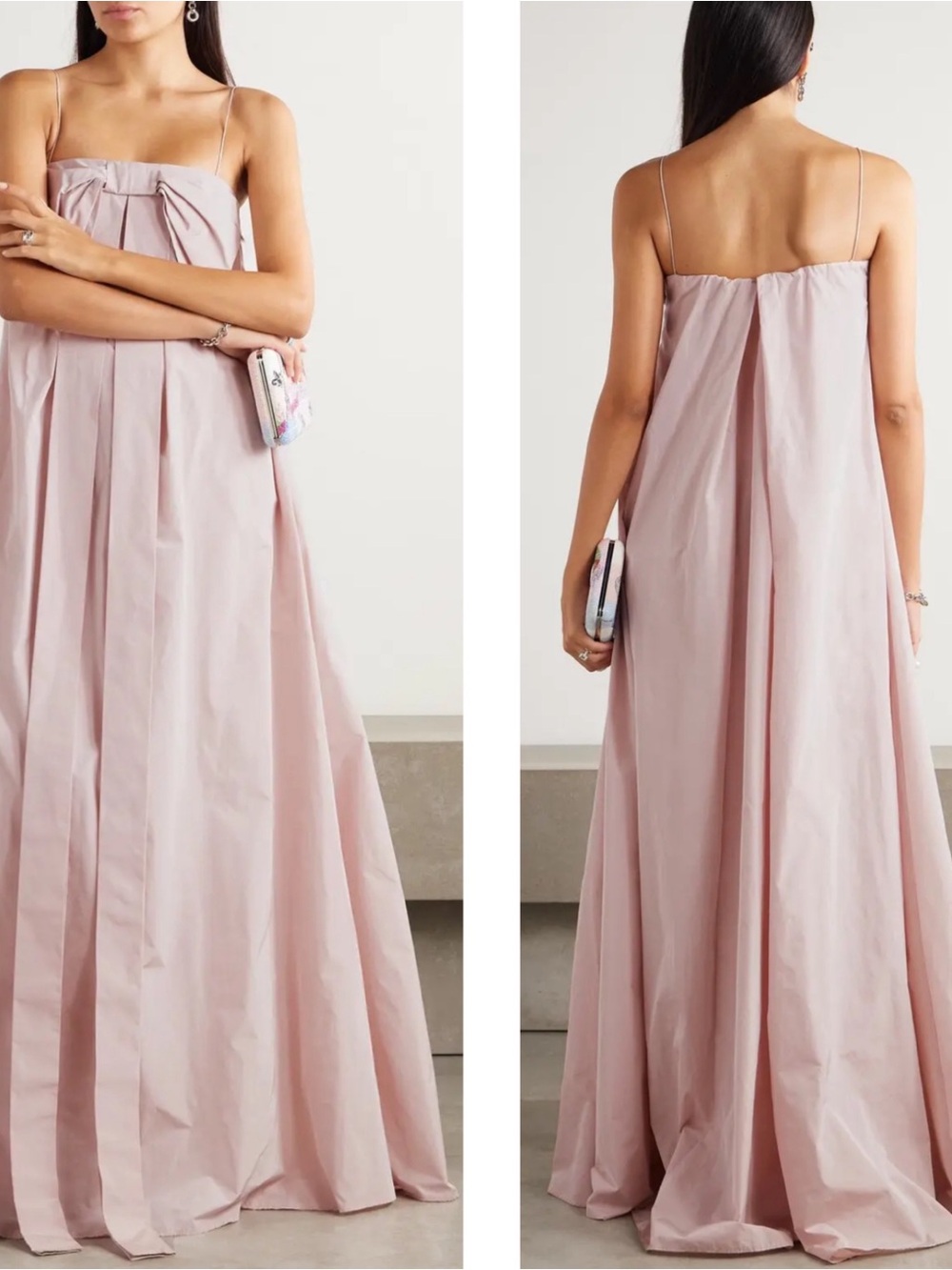 Bernadette Estelle bow embellished taffeta pink blush